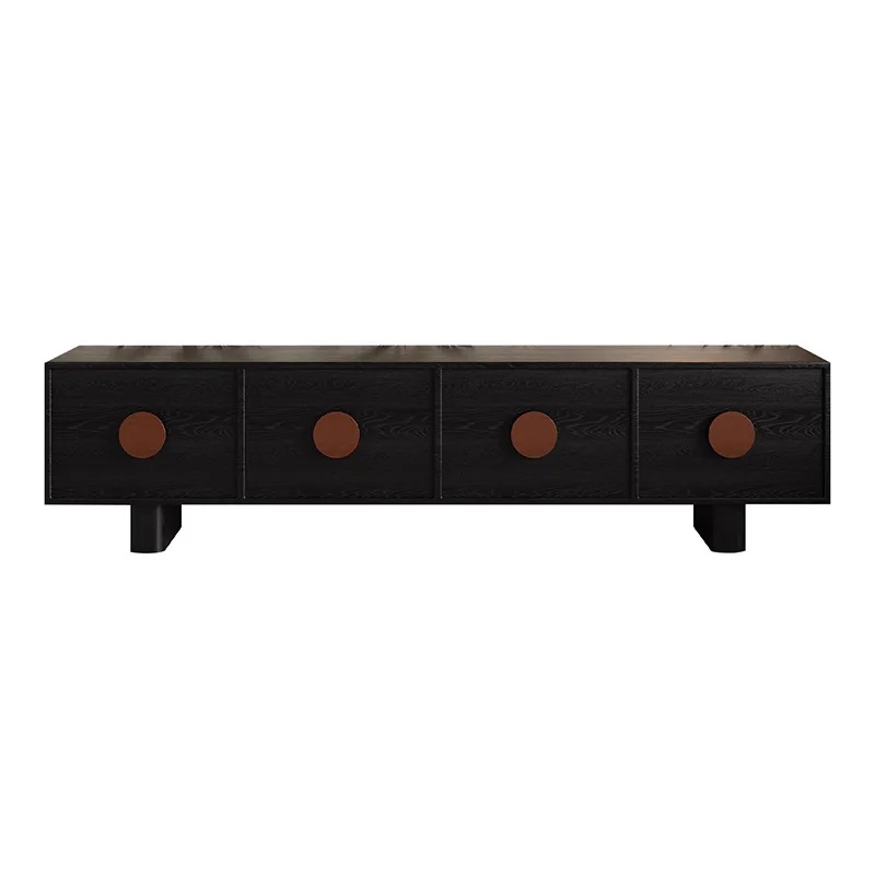

Retro TV cabinet floor solid wood high-end dining side cabinet household small apartment