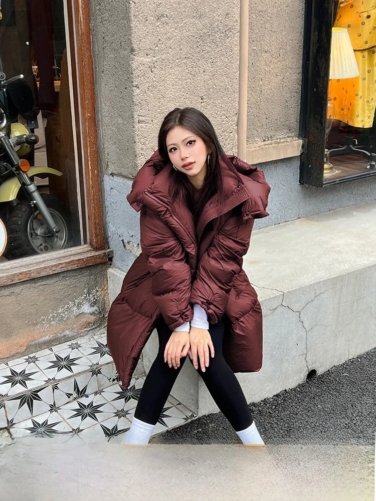 

Женское пуховое пальто Anna Home из гусиного пуха, средней длины, новинка зимы 2025, белое, из пушистого гусиного пера, комфортное