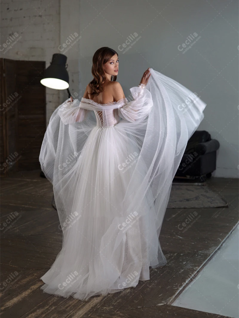 Vintage Wedding Dresses A Line Tulle Tiered Bridal Gowns Lace Appliques Off The Shoulder Robes Vestidos De Novia Customized 2026