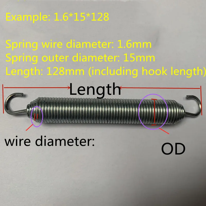 Wire diameter 1mm 2mm 3mm Stainless Steel Adjustable Swivel  Hook Extension Heavy Tension Spring