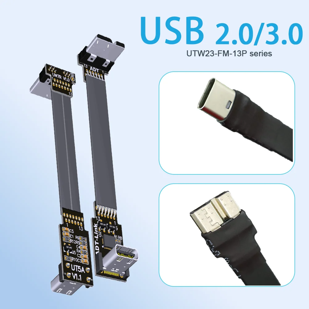 USB 3.0 Micro-B Male To Type-C Female FPV Flat Ribbon Extension Cord GPS Navigator ROCK Pi 4 Raspberry Pi SLR Handheld Pan/tilt