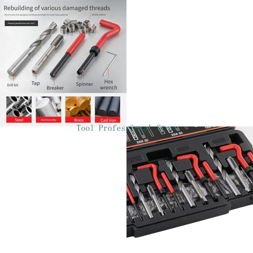57QF 131 Piece Thread Insert Repair Tool with Carry Case for Metal Hole Service
