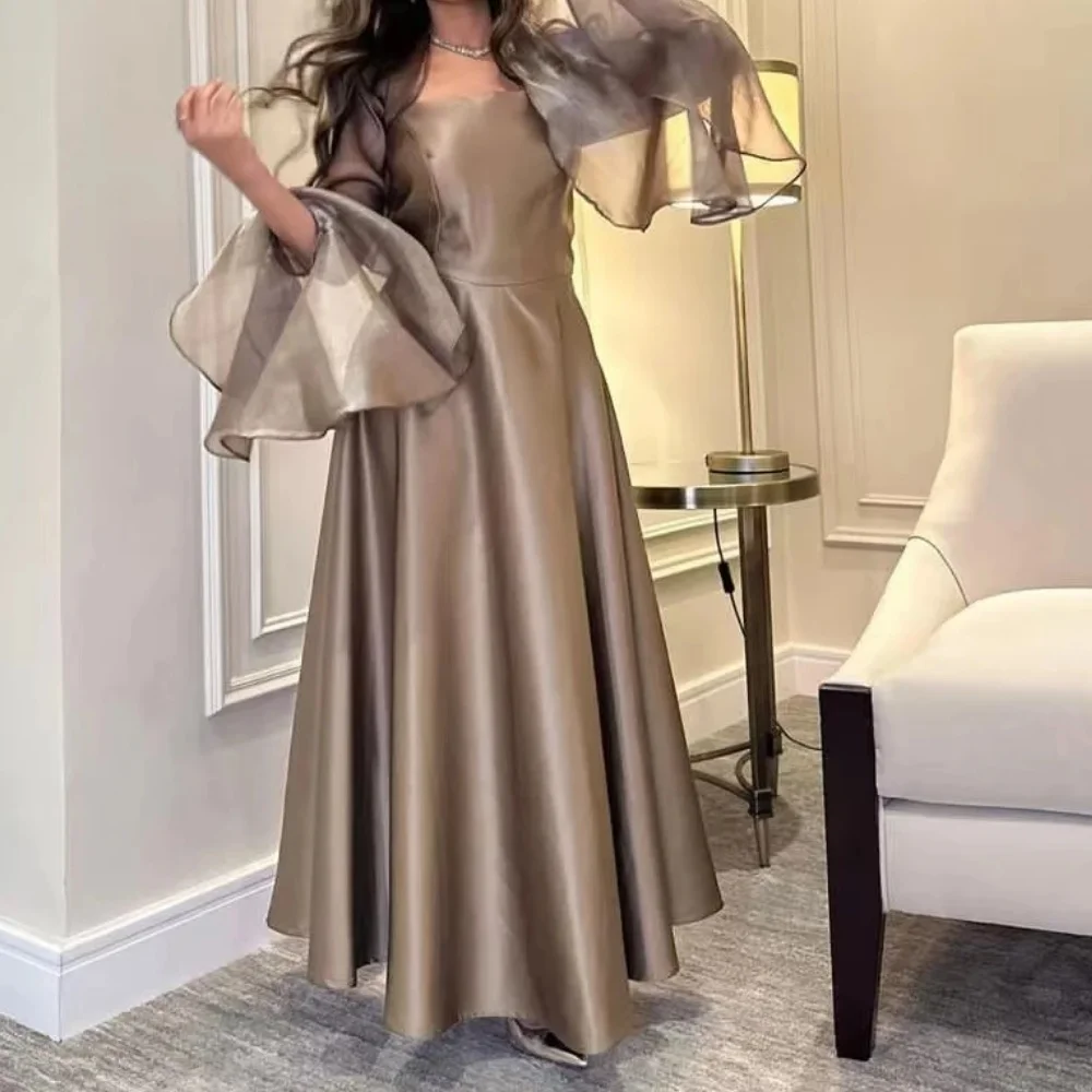 

Muloong Square Neckline Ankle-Length Women Elegant And Pretty Luxury Prom Dress