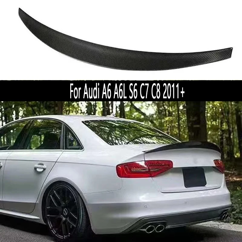 

For Audi A6 A6L S6 C7 C8 2011+ Carbon Fiber Tail fins Rear Trunk Spoiler Guide Wing Rear Wing Diverter Body Kit Auto parts