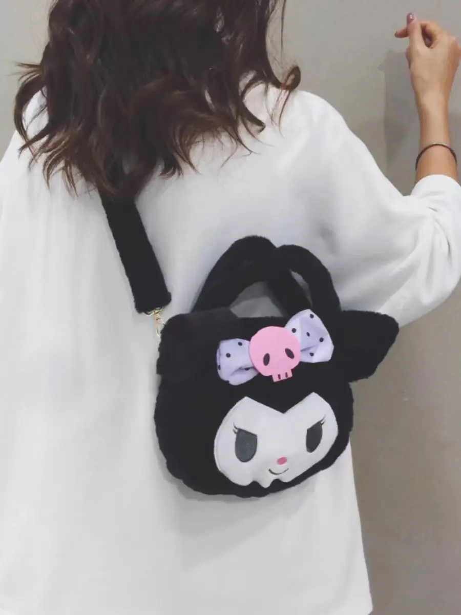 Cute fluffy little bag women 2024 new autumn and winter girl handbag children cartoon Melody crossbody bag