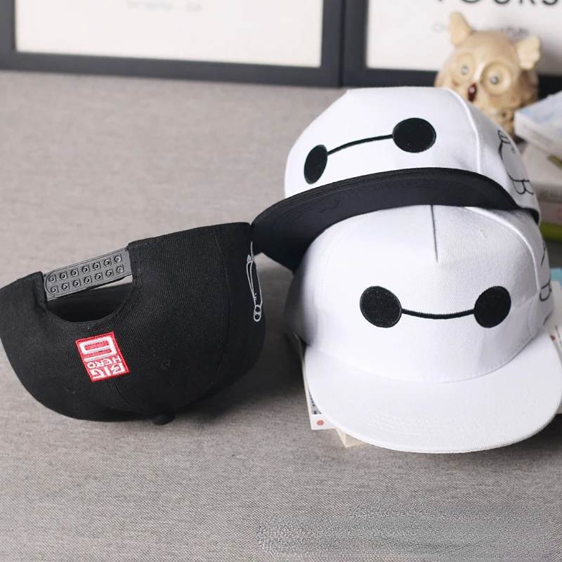 Disney Big Hero 6 Baymax Hats Hip Hop Hat Cartoon Flat Album Cap Street Dance Bonnets Parent-child Anime Apparel Accessories