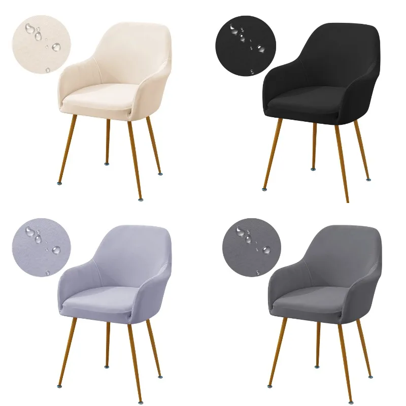 1Pc Water Repellent High Arm Chair Cover Elastic Dining Chairs Slipcovers Solid Color Armchair Covers for Kitchen Hotel Wedding