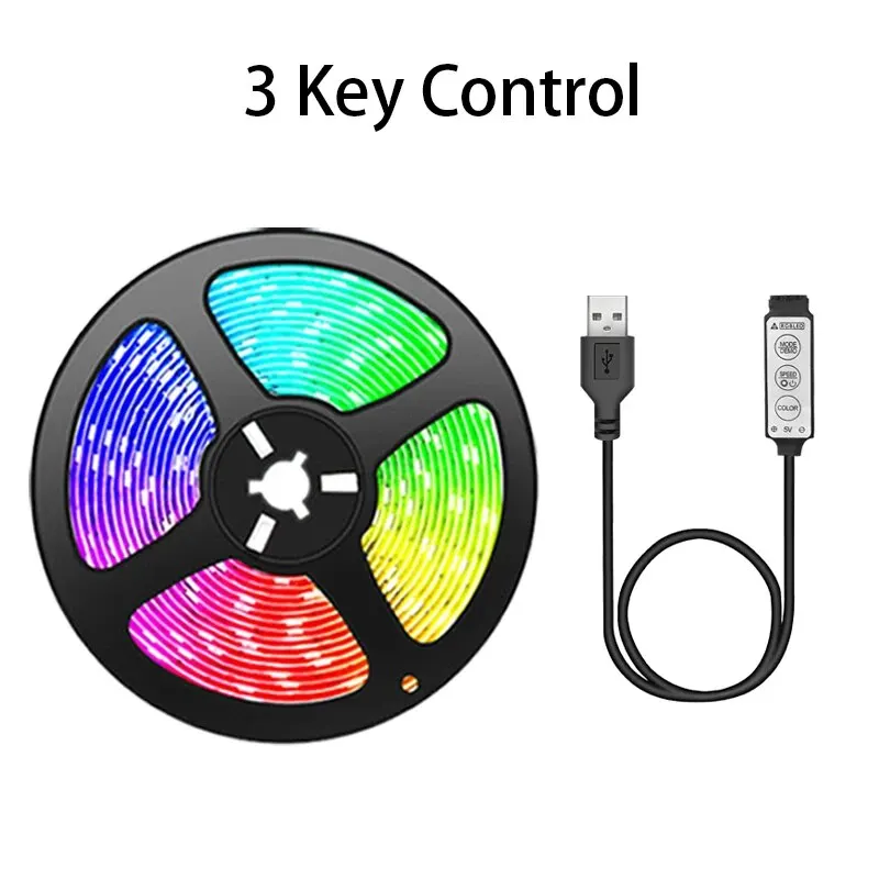 Led-verlichting voor tv 3-sleutelbediening Led-strip USB 5V-tapeverlichting voor tv-achtergrondverlichting Home Party Decoratie Flexibel lint