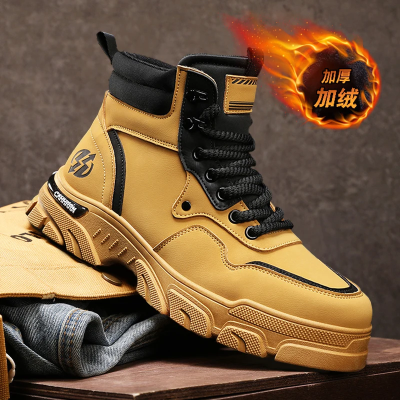 جديد الشتاء الرجال الأحذية في الهواء الطلق عالية أعلى أفخم الدافئة حذاء بوت بطول الكاحل تنفس المضادة للانزلاق مقاومة للاهتراء حذاء الثلوج أربعة ألوان المتاحة #1