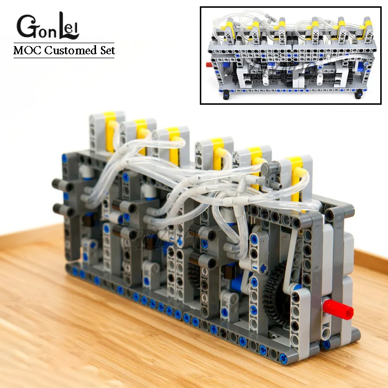 419PCS Parts MOC Customed Technical Building Blocks MK2 6 Cylinder Pneumatics Engine Inline 6 Bricks Model Toys by Green Gecko