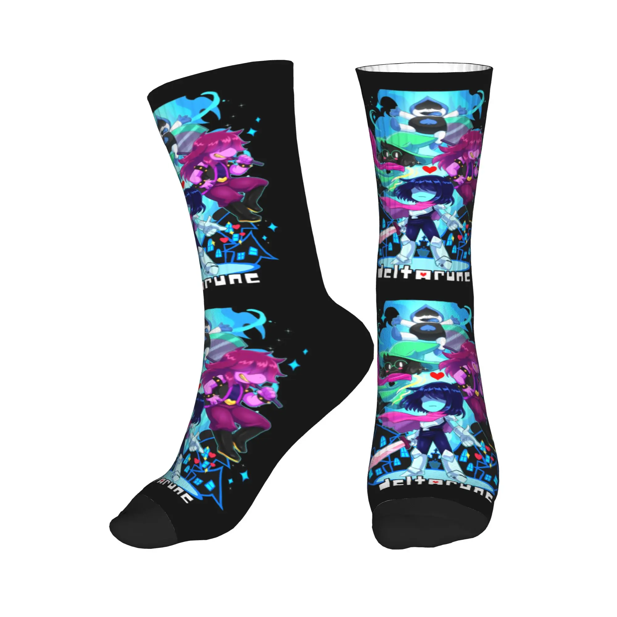 

Забавные мужские носки Love Delta Rune Sparkling Dress Socks, теплые и удобные носки унисекс с 3D-принтом Tenna Deltarune Crew Socks