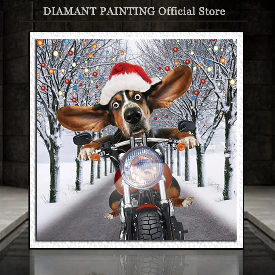 Full Square / Round Dill Diamond Embroidery Christmas Diamond Painting Dog Kit Mosaic 5D Animal Handicraft Decor For Home