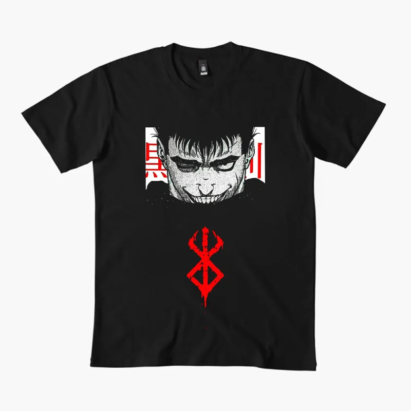 

0325 Guts Berserk Japanese Anime Gift t shirt 100% cotton print clothing Swordsman Manga Graphic Tee Y2K clothes Large size Tops