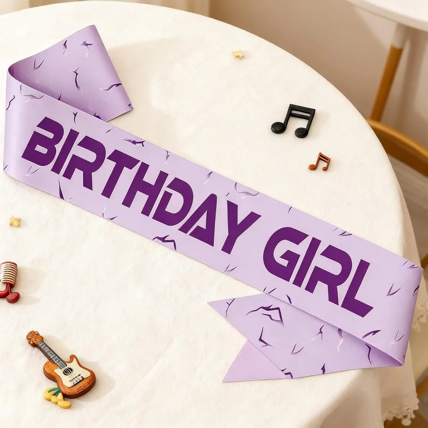 1 unidad de Banda de Cumpleaños Kpop Morada para Mujer/Niña, con cierre de seguridad, para decoraciones de fiesta de cumpleaños y accesorios para fotomatón
