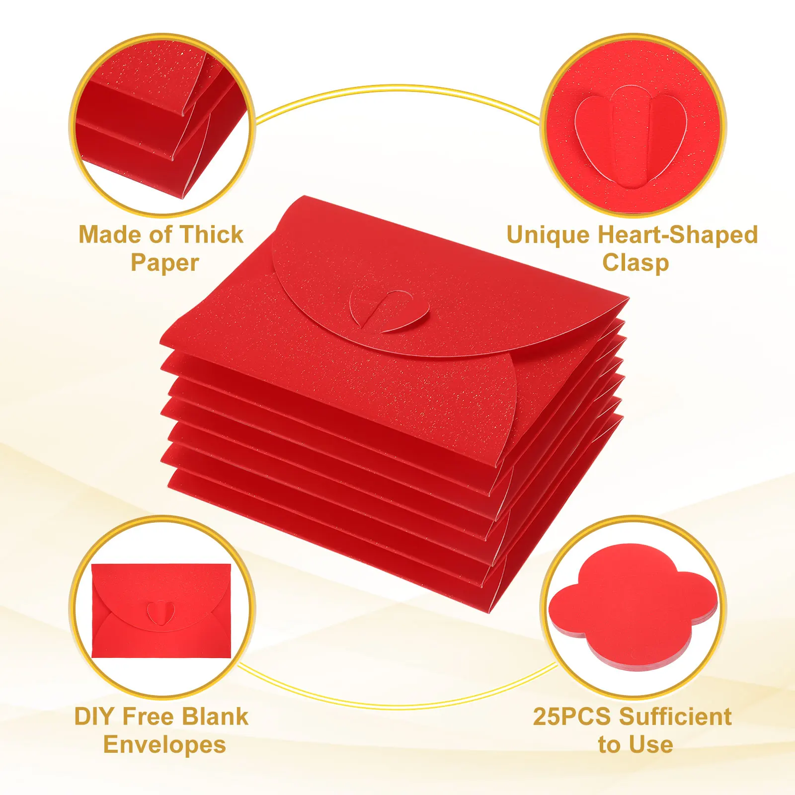 25Pcs Mini Envelopes Greeting Card Envelope with Heart Clasp Tiny Item Storage Cute Present Card Holder for Wedding Party Letter