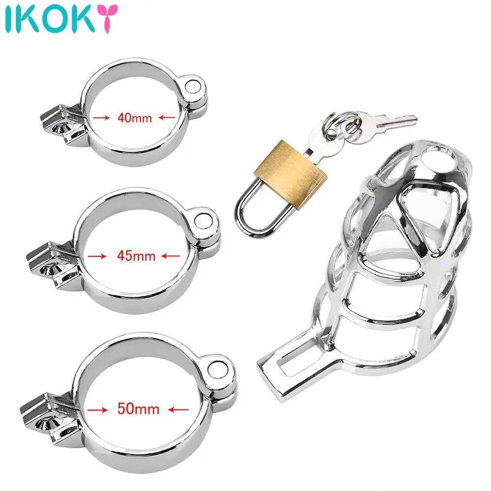 40/45/50mm for Choose Bird Cage Chastity Device Metal Cock Bdsm Bondage Penis Ring Lock Restraint Male Sex Toys For Men