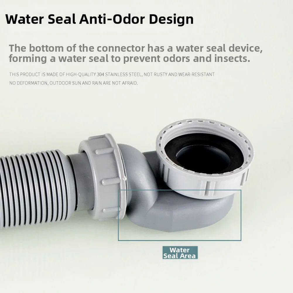 Flexible Plastic Bathtub Drain Fittings 80cm Gray for proof Core Seals Drain Opening for Tub and Enclosure Systems