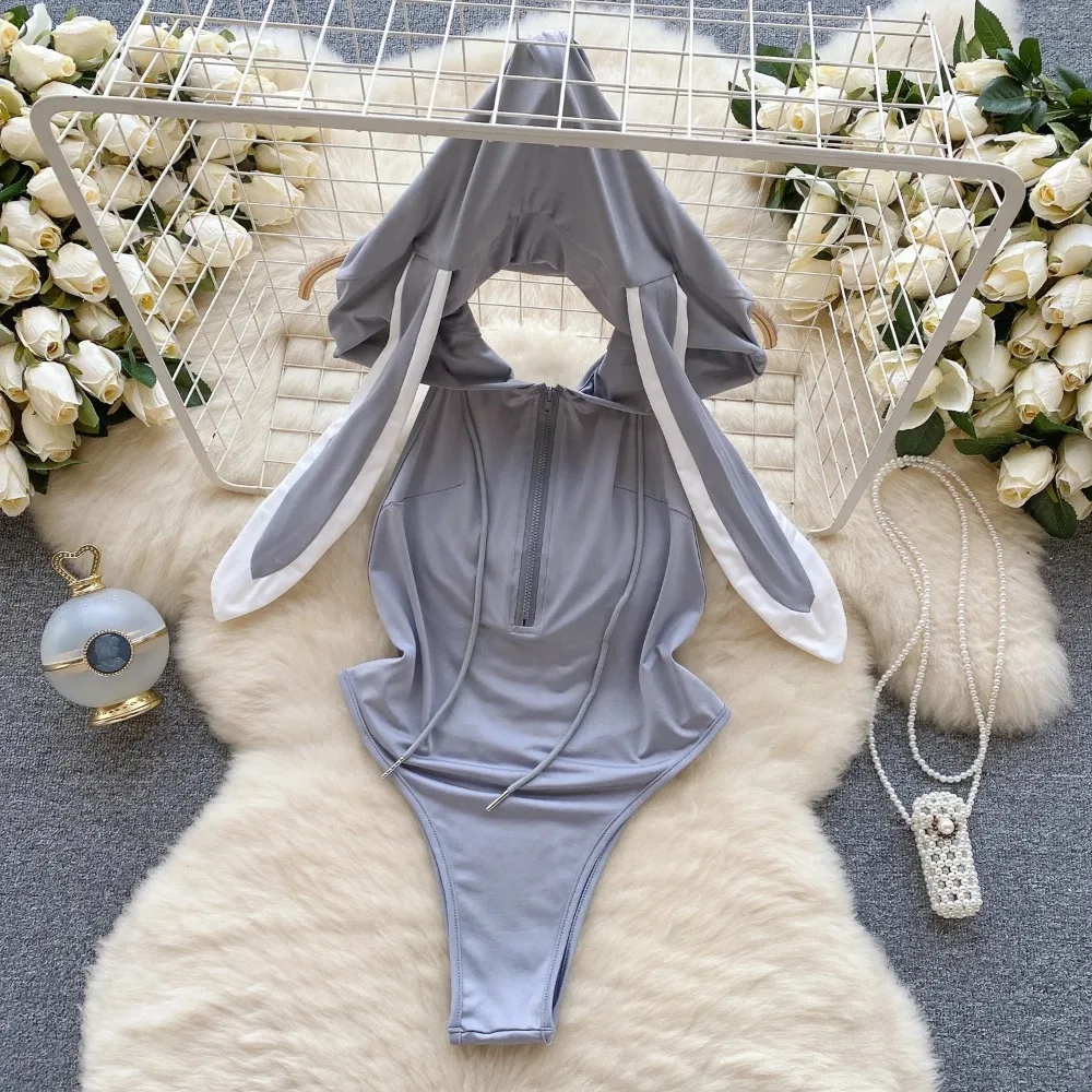 

Sexy Lingerie Women's Bodysuit Rabbit Bunny Girl Cosplay Uniform Hollow Out Sleveless Jumpsuit Backless Sweet Cute Romper