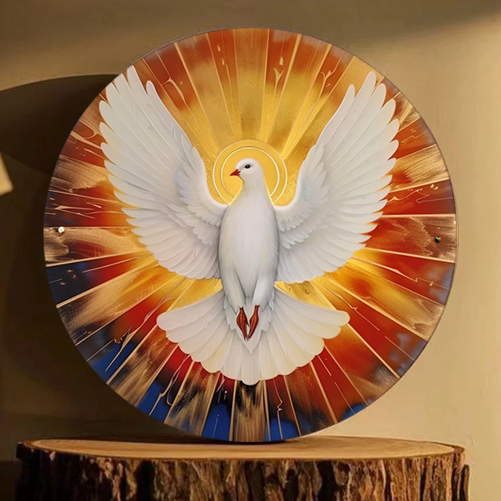 2D Flat, 1pc 2D Flat print 20x20cm Metal iron sign Elegant 8x8 Inch Round Wall Art - 