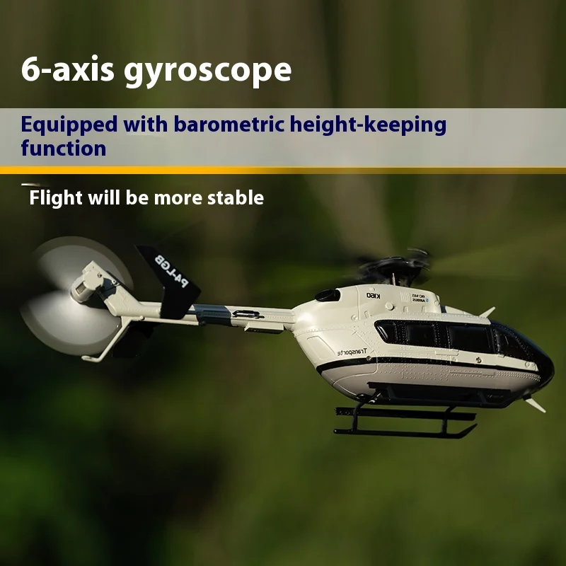 Weili K160 Op afstand bestuurbare helikopter Vierweg borstelloos model met vaste hoogte Gewapend kanaalvliegtuig Ec-145 Simulatiemodel