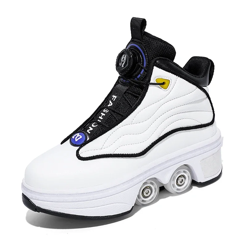 Детская обувь для роликовых коньков, деформируемая детская модная Уличная обувь на 4 колесах для мальчиков и девочек, Повседневная парка для взрослых, обувь для бега и катания на коньках
