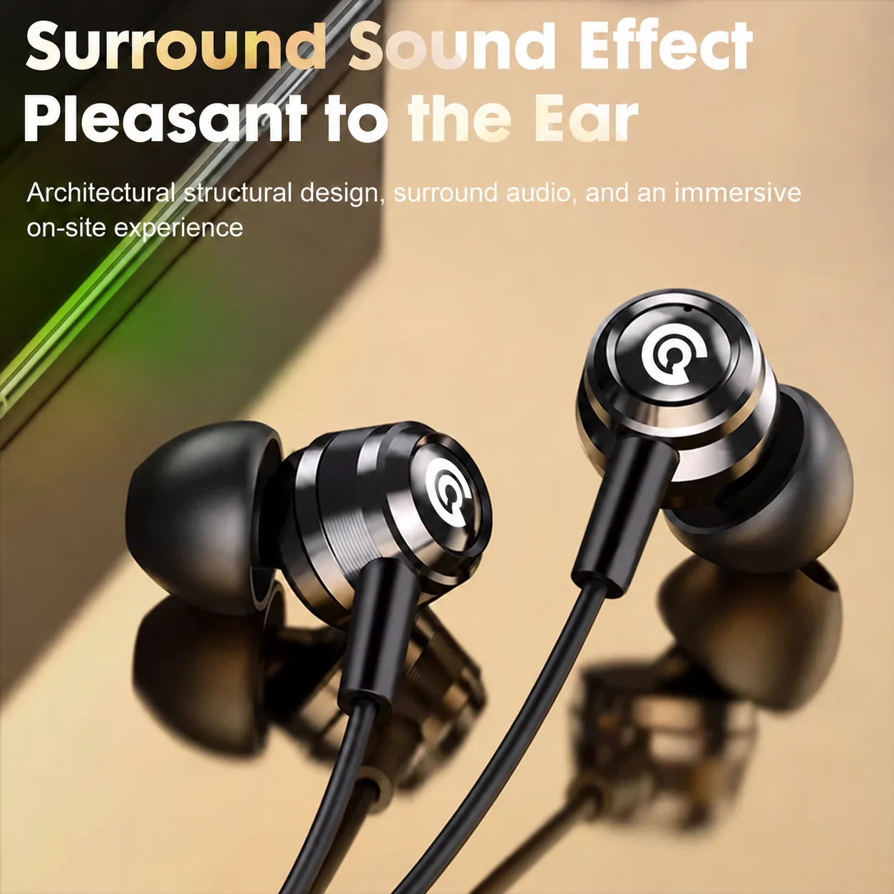 Słuchawki EARDECO HIFI 3.5mm i Type-C Przewodowe Słuchawki Douszne z Basem i Dźwiękiem Przestrzennym, Przewodowy Zestaw Słuchawkowy z Mikrofonem i Redukcją Szumów — zdjęcie produktu 3