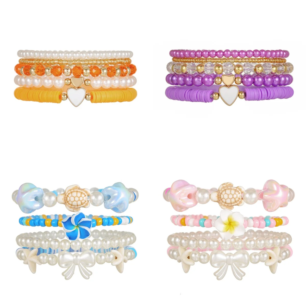 

NADEEM Summer Vacation Cute Star Bowknot Flower Turtle Bracelets for Women Boho Multicolored Heart Bracelets Party Jewelry Gifts