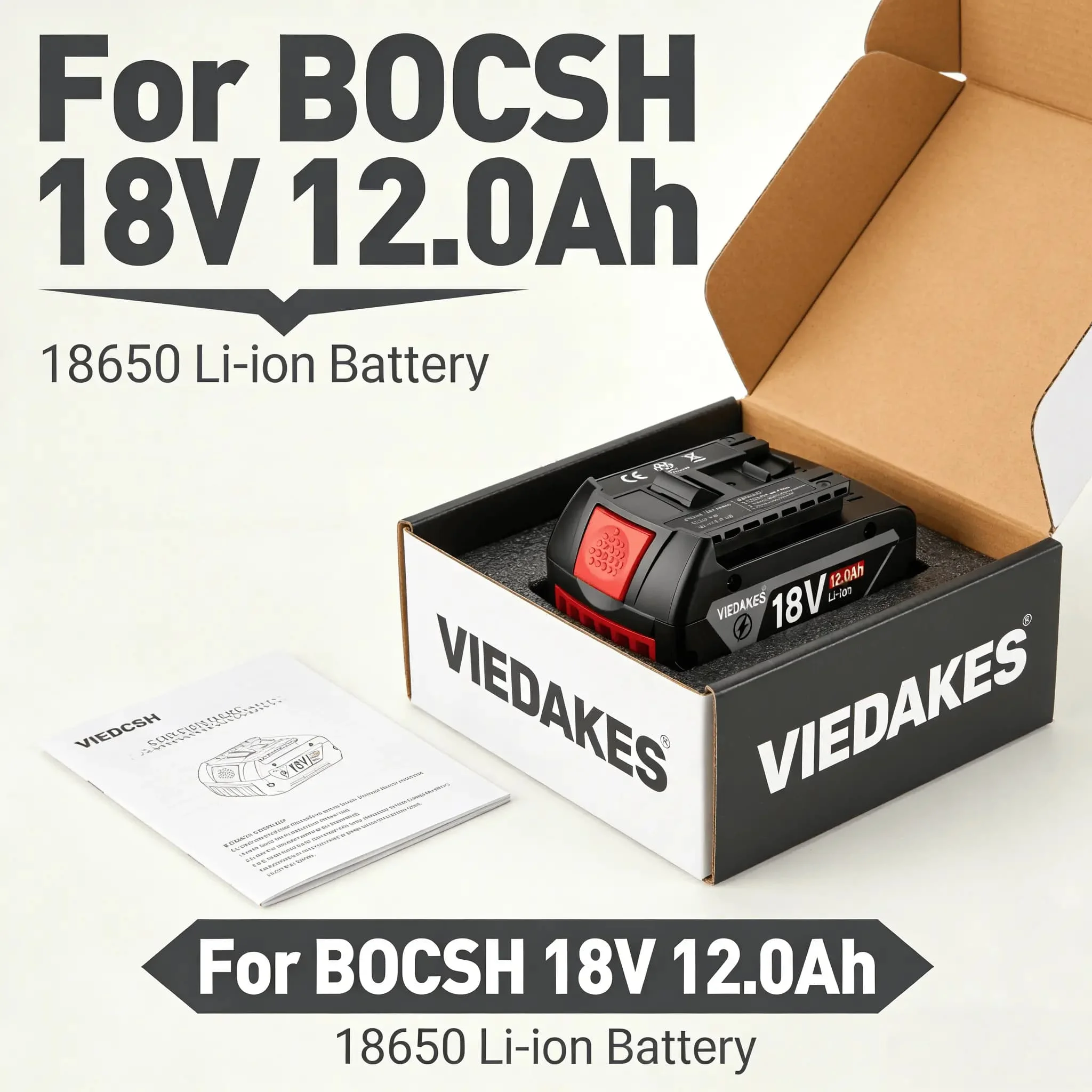 

Комплект из 2 аккумуляторов 12.0 Ач + быстрое зарядное устройство для аккумуляторов Bosch 18В, полный комплект питания, экономьте больше, готовы к работе, для аккумуляторов Bosch 18В