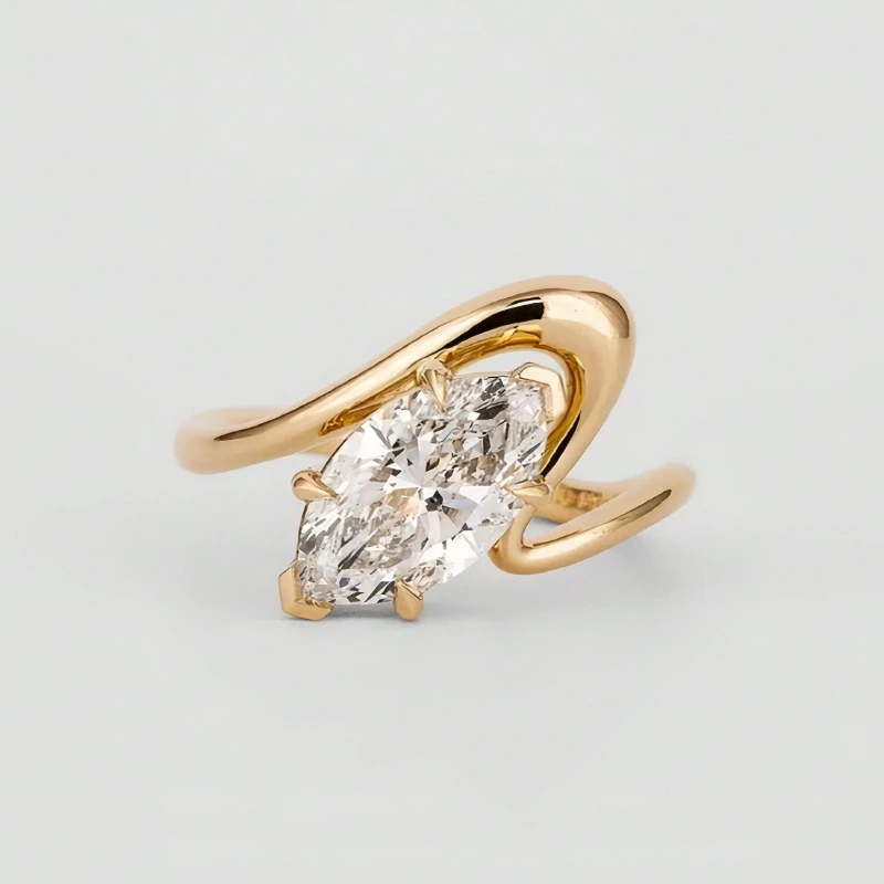 Simple and Stylish Oval Set Zircon Ripple Ring, Suitable for Women's Engagement Jewelry Accessories, Anniversary Gifts