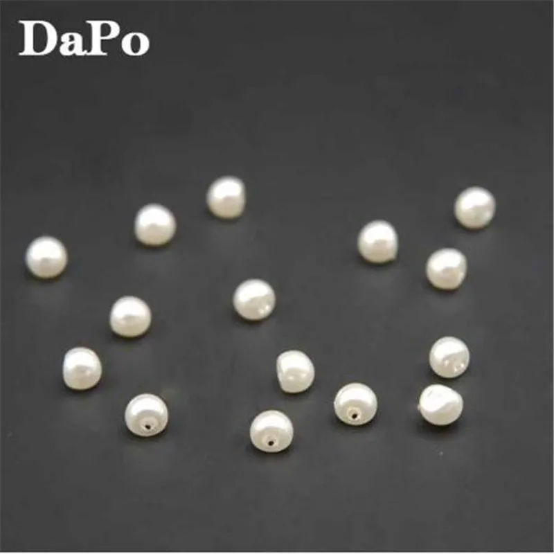 

High Quality 6MM 200Pcs White Imitation Pearl Buttons Side Hole Plastic Beads DIY Clothing Decoration Accessories