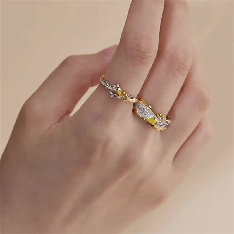 

Couple Rings Yellow Luck Ring with Lucky Kawaii Bottle Charm Fashion Jewelry Gift for Fans