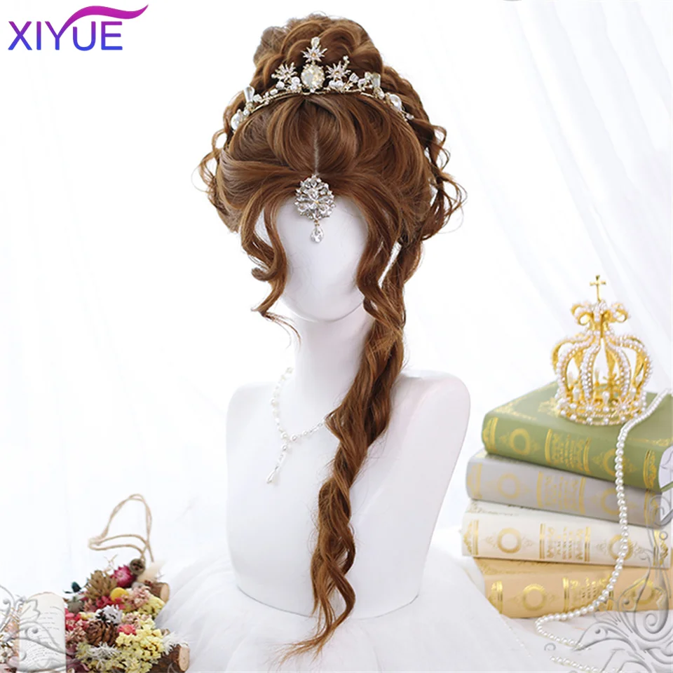 XUTYE Ombre Brown Light Blonde Platinum Long Wavy Middle Part Hair Wig Cosplay Natural Heat Resistant Synthetic Wig for Women