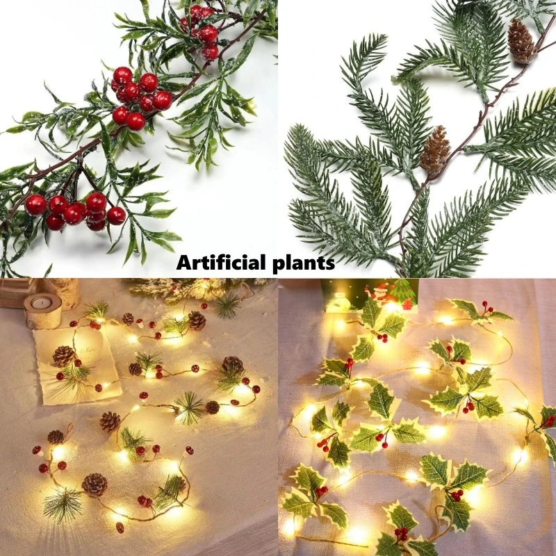 2 متر 20LED عيد الميلاد LED سلاسل الإضاءة الصنوبر المخاريط نبات اصطناعي مهرجان مصباح ديكور المنزل الدعائم عطلة الجنية أضواء