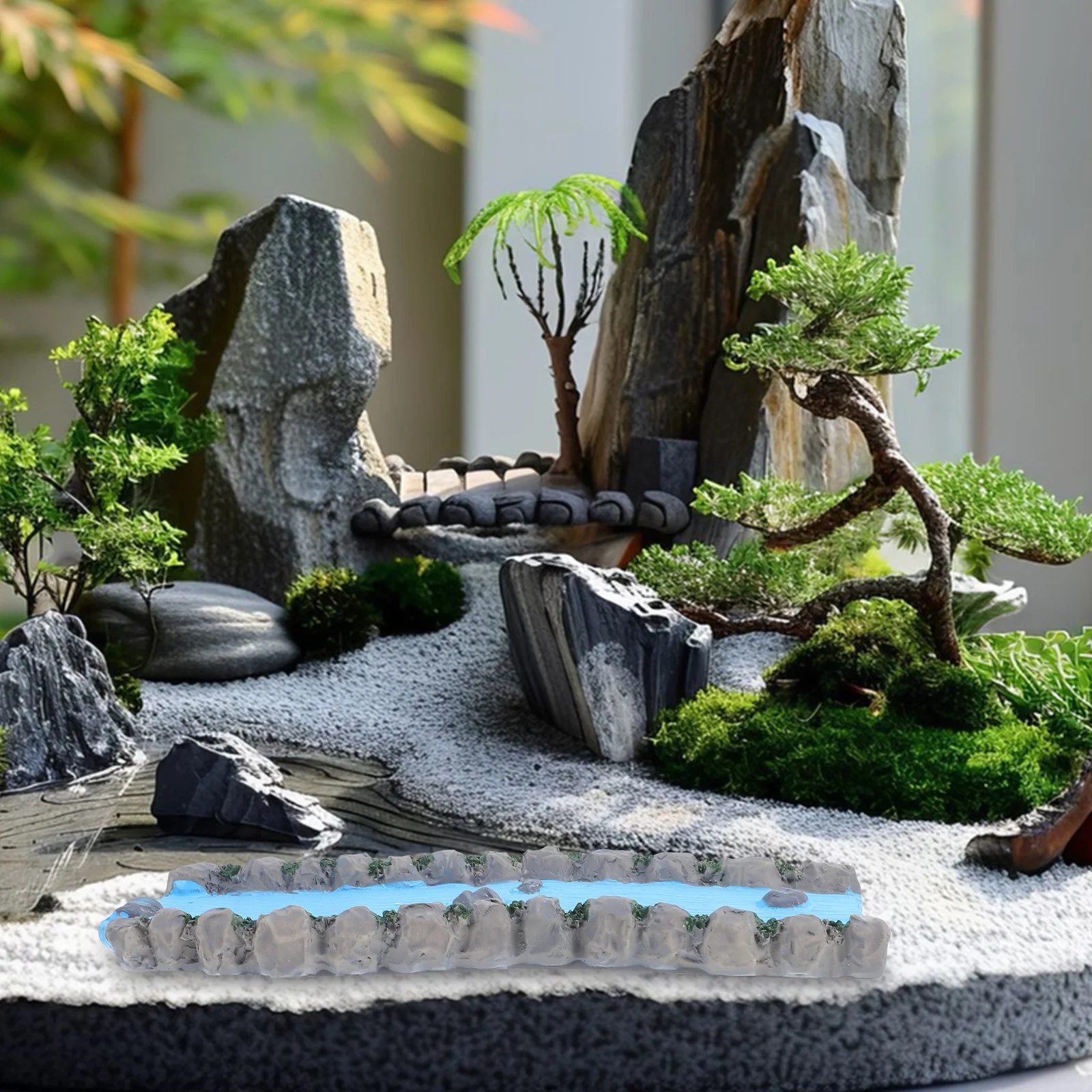 

2pcs Miniature Resin Water Feature Realistic Stream Sand Table Decoration Scenery Fairy Garden Decor Dollhouse Landscape