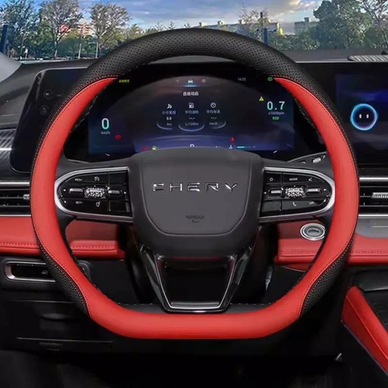 

Genuine Leather Steering Wheel Cover for Chery Tiggo 9/8Pro/8Plus/7Plus, Fengyun T9/T10, Arrizo 8 – 38cm Universal Fit