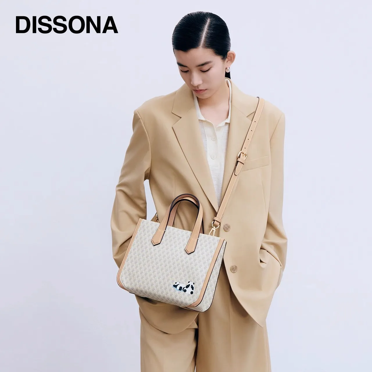 

DISSONA Handbags Lucky Pouch Tote Bag Single-Shoulder Crossbody Bag Panda Vintage Print Tote Bag Women's Handbags