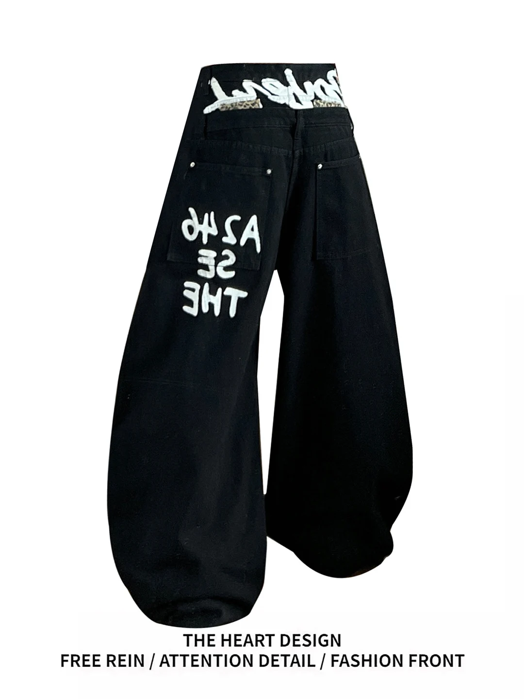 

Retro American Black Knife Wide Leg Jeans Women's Loose Casual Workwear Trousers High Waist Denim Pants Summer Fashion