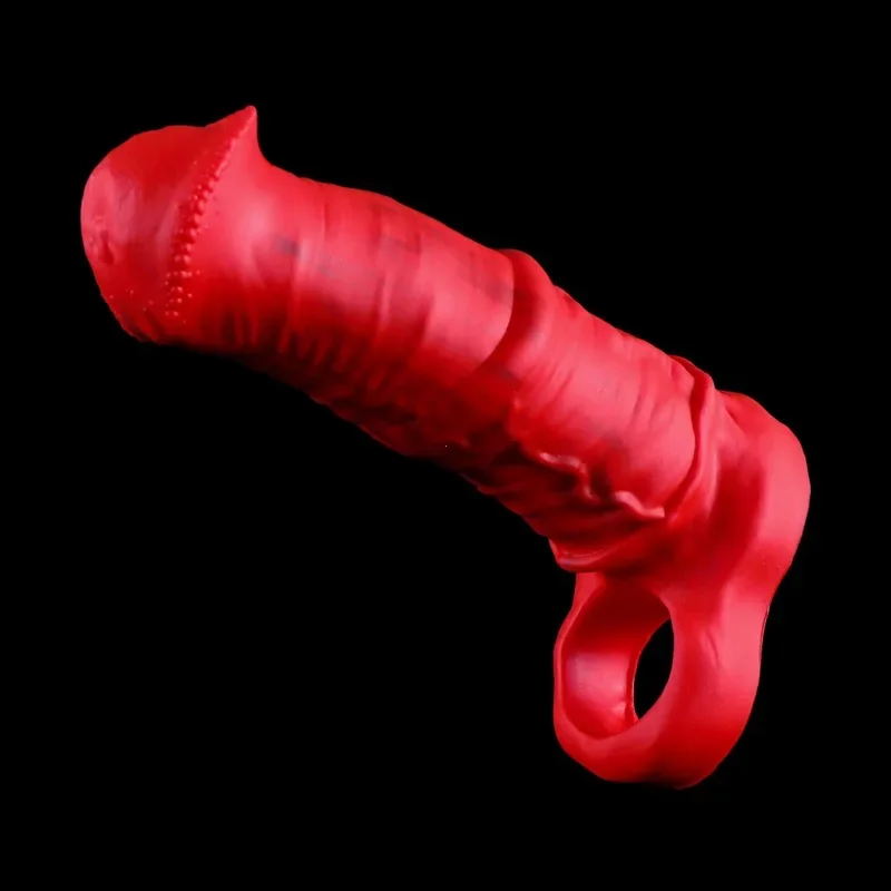 Consolador de caballo hueco, funda para pene, alargador de pene, condones de silicona suave, retardante de eyaculación, funda para pene, juguete sexual para hombres