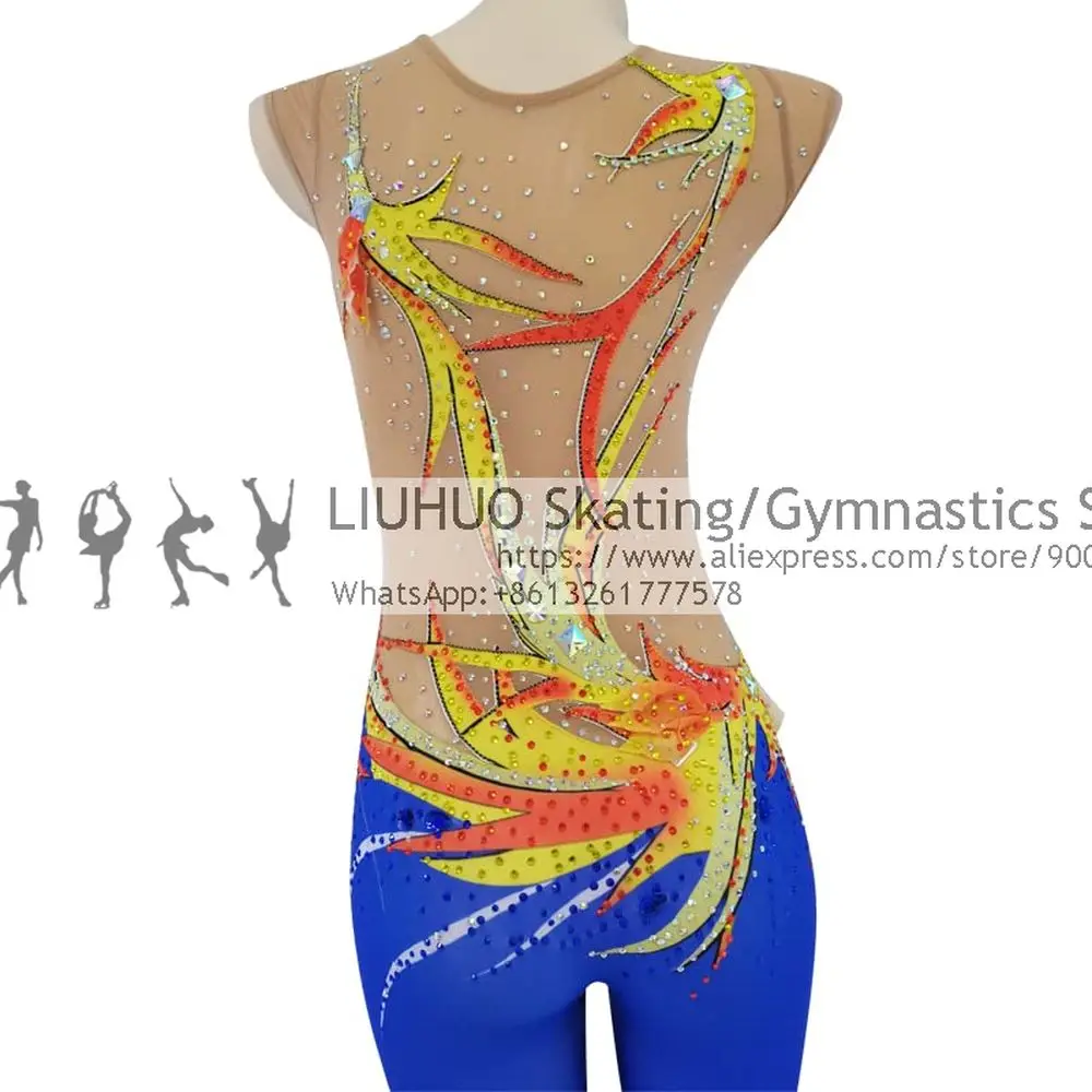 LIUHUO Rhythmic Gymnastics Leotards Artistics Competition Professional Stage Show Girls Sleeveless