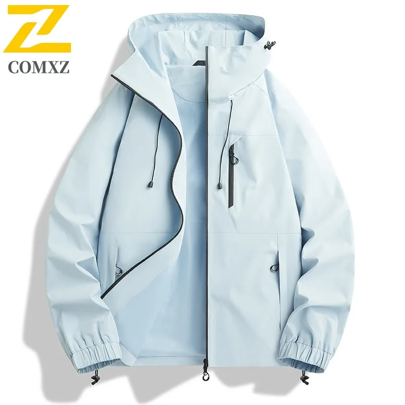 

COMXZ Мужская ветровка, водонепроницаемая простая куртка для приключений на открытом воздухе, кемпинга, высокое качество, дорожный плащ, удобное пальто для пешего туризма