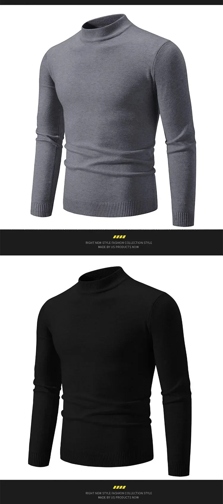 Herbst männer Hälfte Rollkragenpullover Einfarbig Grundlegenden Stil Casual Mode Strickwaren Slim Fit Hohe Elastische Männliche Warme Pullover – Detail 12