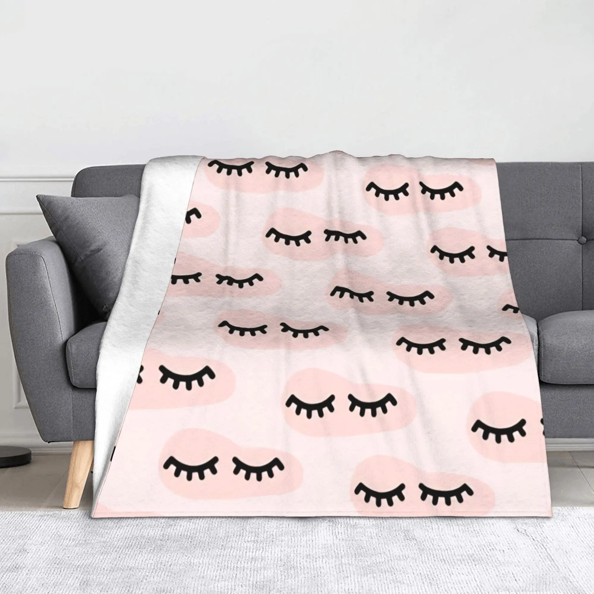 Closed Eyes Pattern Flannel Blankets  Novelty Throw Blankets for  Sofa Bedding Lounge 200x150cm Rug Piece