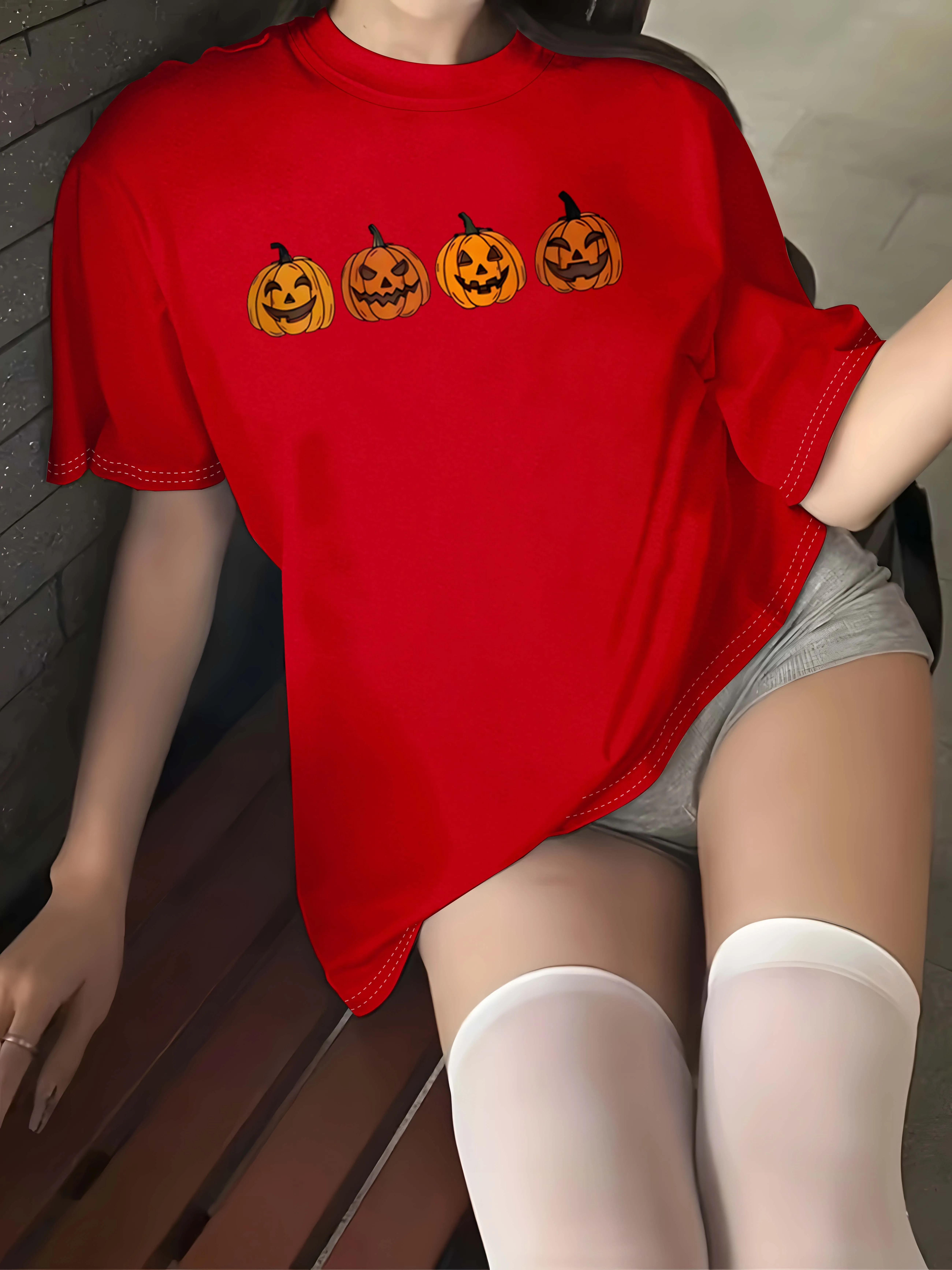 

Изящная повседневная одежда в стиле тыквы на Хэллоуин больших размеров