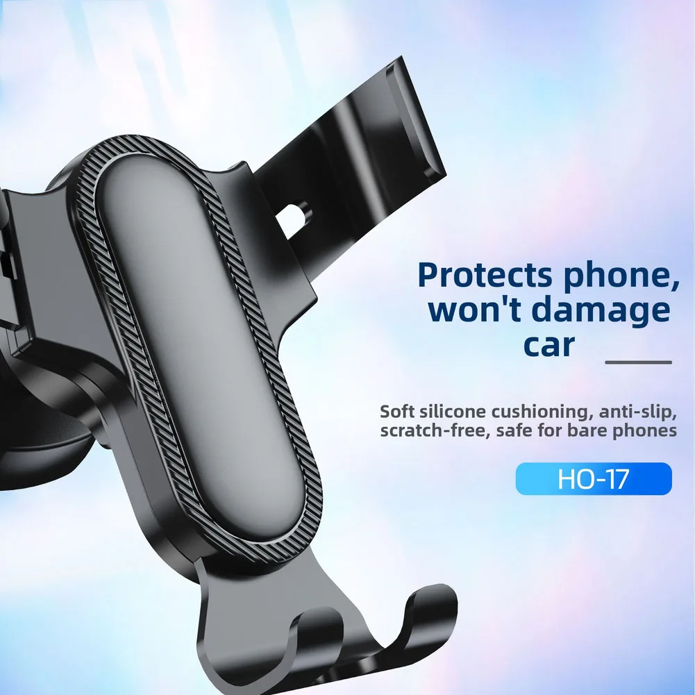 

Автомобильный магнитный держатель телефона для вентиляционного отверстия с гравитационным замком для телефонов для 4, 7–6 9-дюймовая силиконовая подушка для предотвращения царапин