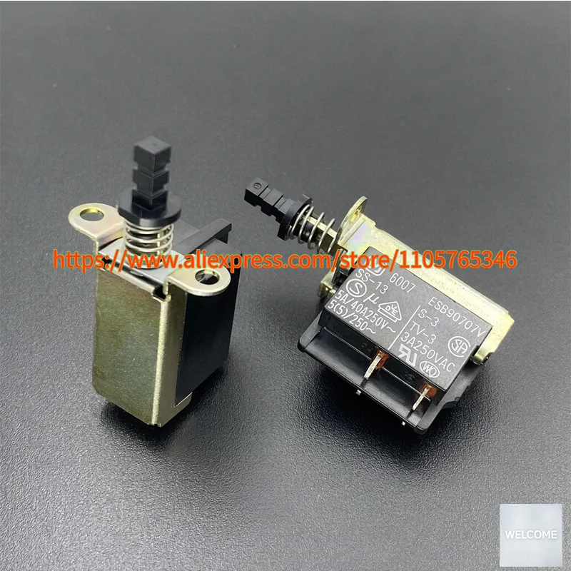 5pcs ESB90707V SS-13 TV-3 Self-Locking Power Switch Button 4-pin 5A TV Case Button S-3