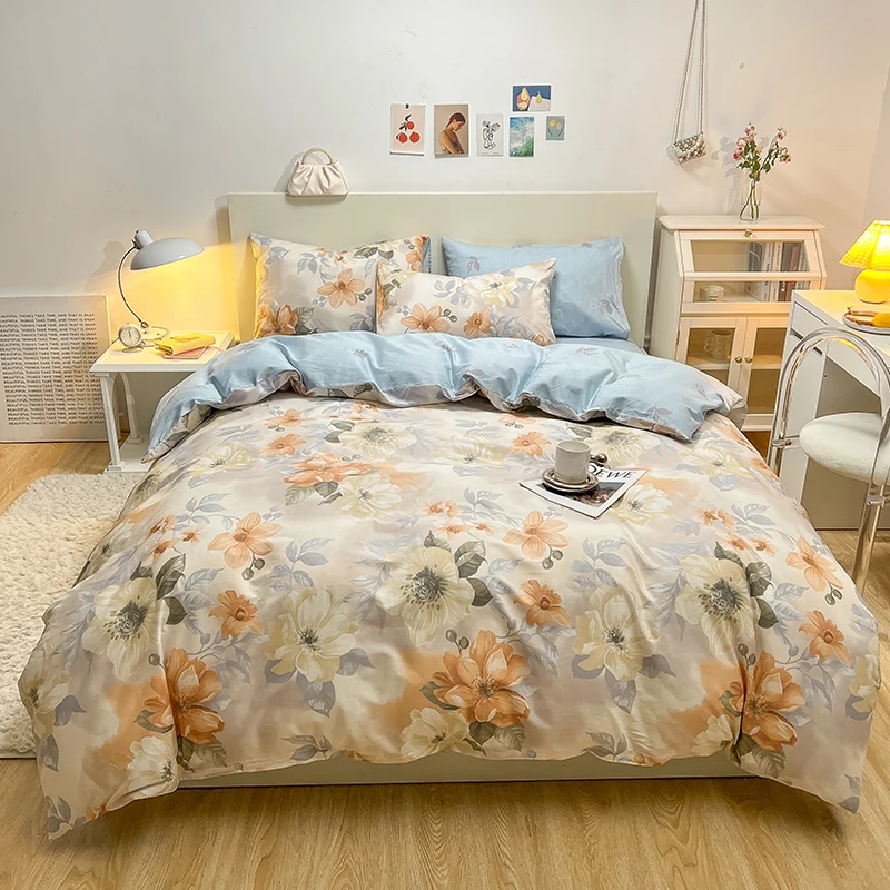 1Pc Print Duvet cover(without filler),skin friendly comfortable Plants and flowers pattern All Season,For Home Bedroom Bedding