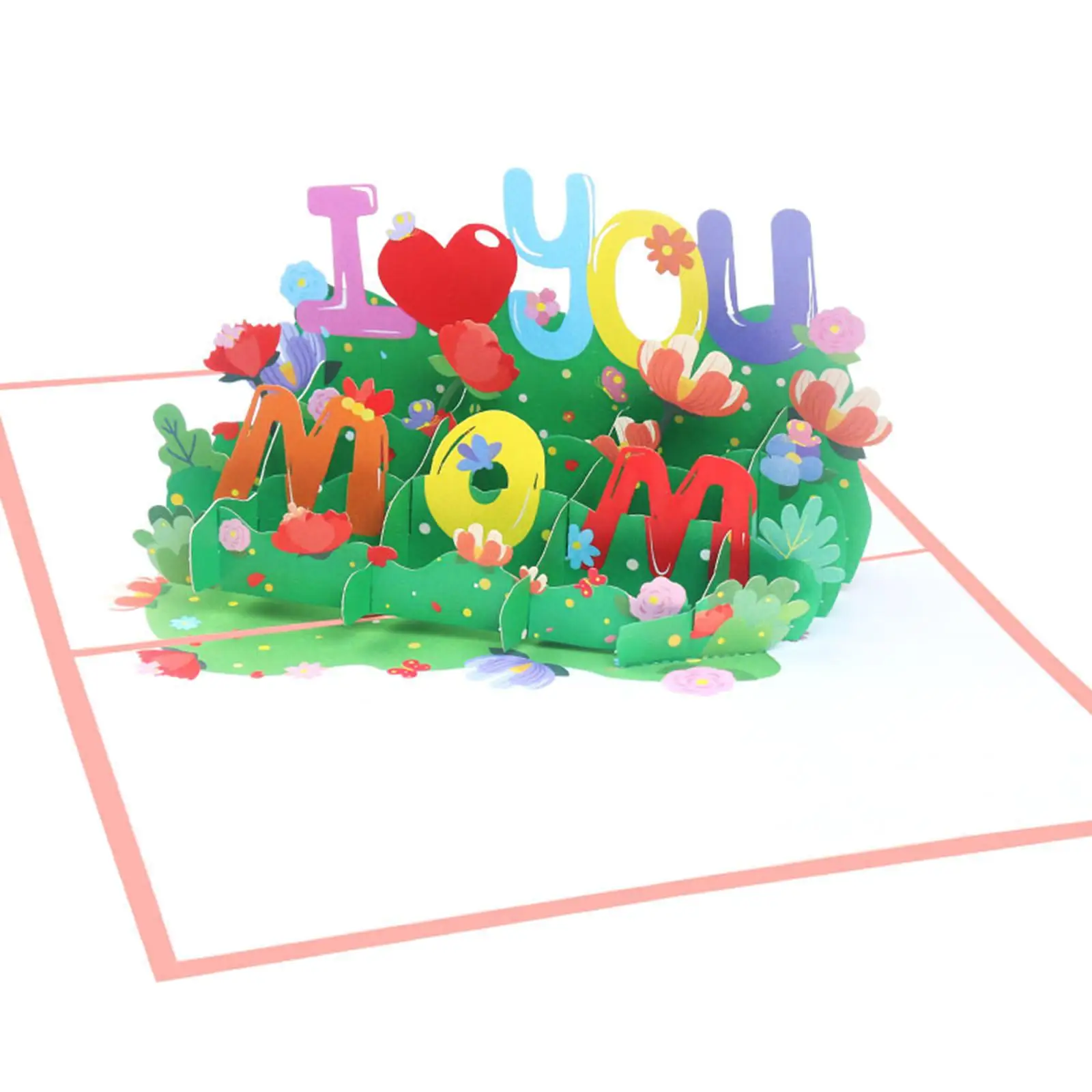 Romantic Popup Paper Card for Mom I Love You 3D Greeting Card for Women Wife Grandmother Mothers Day Gift