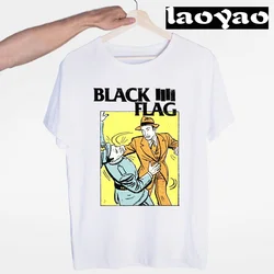 Czarna flaga Tshirt zespół Punk rockowy Henry Rollins duże paski graficzne koszulki kobiety mężczyźni Harajuku Streetwear letnie koszulka Oversized