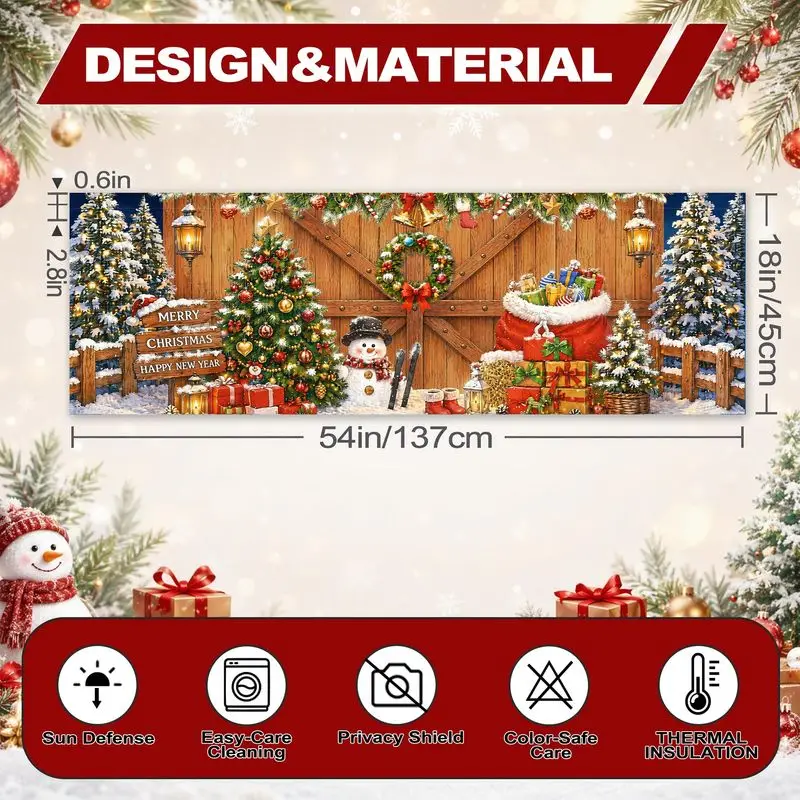 VIKAMA Christmas Window Valance Cabin Print Short Curtain for Kitchen Window Holiday Home Decor Festive