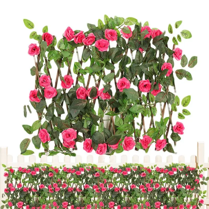 Artificial Leaves Fence Rose Fence Privacy Screen Stretchable Faux Backdrop Vines Decorative Faux Fencing Panel home decor